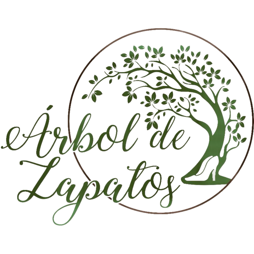 Logotipo Árbol de Zapatos con un árbol florecido y un zapato en la base